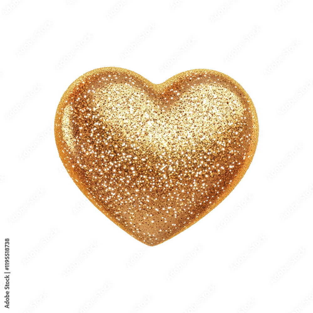 Fototapeta premium Elegant gold glitter heart icon with sparkling effect, isolated on transparent background