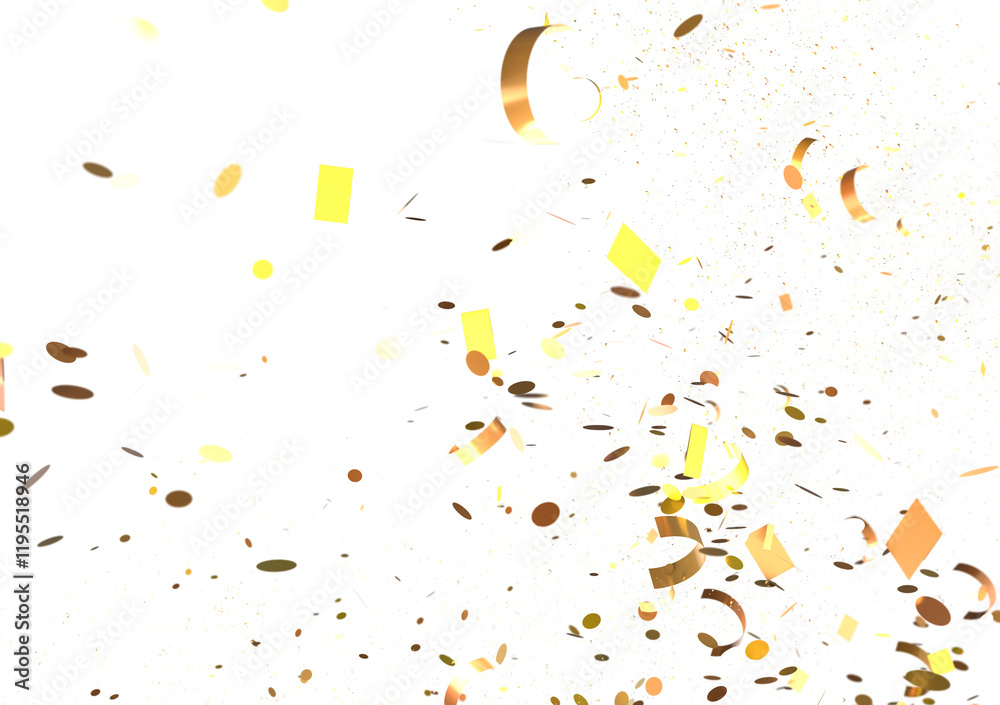 Fototapeta premium Enchanting Euphoria: Breathtaking 3D Illustration of Enchanting gold Confetti