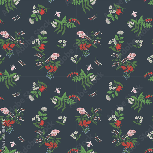 Native North American forest plants pattern