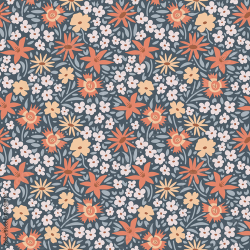 Seamless ditsy vector floral pattern