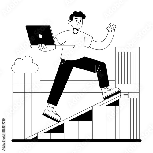 Freelancer work illustration in hand drawn style