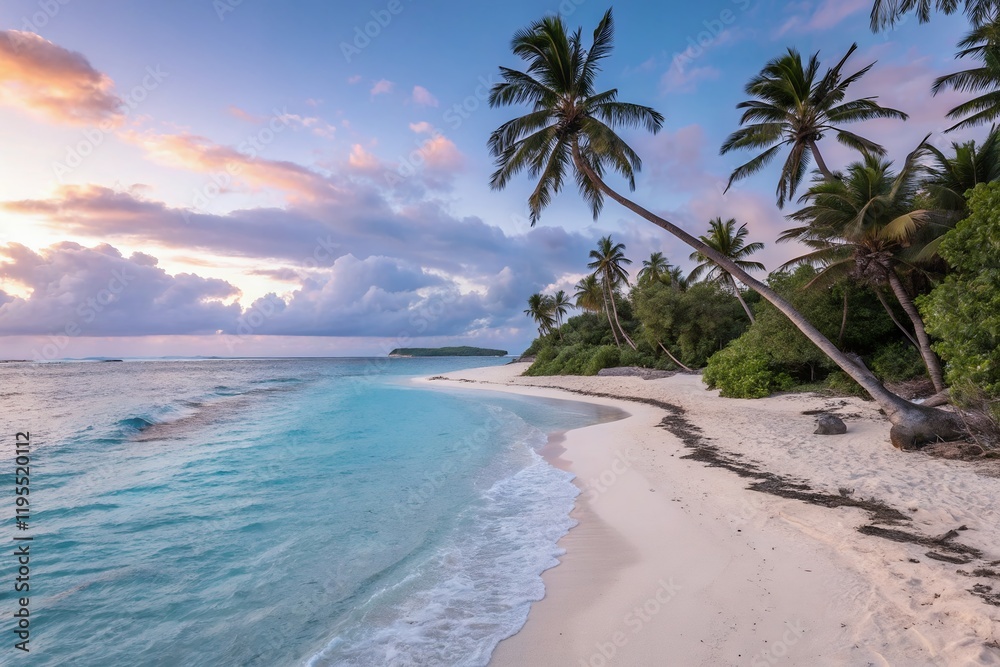 beach with palm trees Breathtaking sea view with distant islands beach with palm trees Breathtaking sea view with distant islands