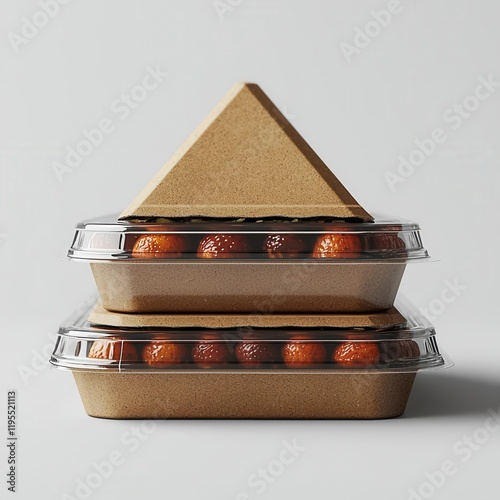 Matte Cardboard Sandwich Box 3D Render photo