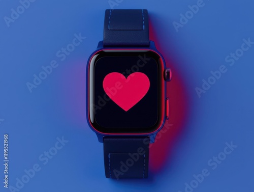 Valentinethemed smartwatch with a pulsating heartshaped touch screen and glowing edges photo