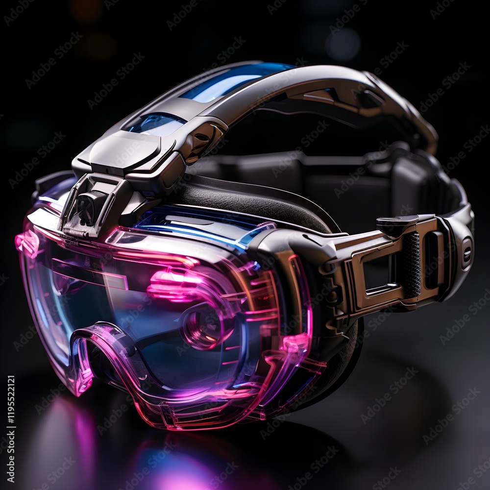 Fototapeta premium Futuristic VR Headset with Glowing Elements - Generative AI