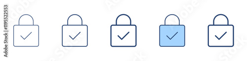 Lock check icon Symbol set collection