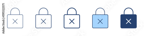Lock cancel icon Symbol set collection