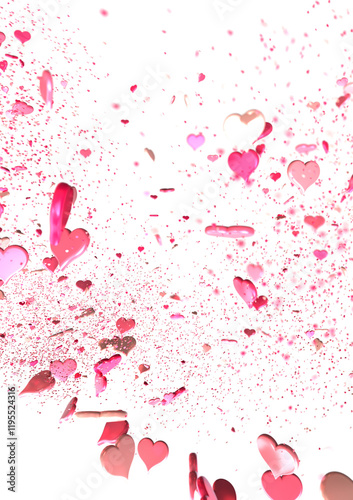  Red heart love confettis. Valentine's day falling  PNG