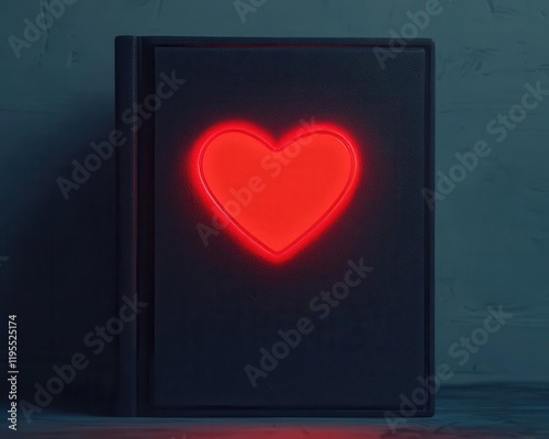 Valentinethemed electronic book cover glowing softly with a heart animation while being read photo