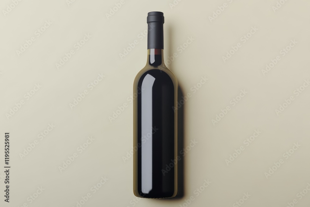 A sleek, dark wine bottle positioned on a beige background, showcasing its elegant design and minimalistic aesthetic. A sleek, dark wine bottle positioned on a beige background, showcasing its elegant design and minimalistic aesthetic.