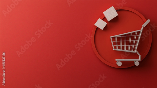 Percentage of sales that hit the cart on a solid red background photo