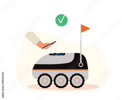 A person receives or sends a parcel via a delivery robot using a mobile application. 