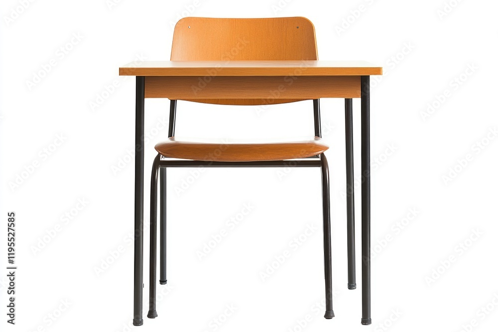 Simple Wooden Desk and Chair Set Isolated Simple Wooden Desk and Chair Set Isolated
