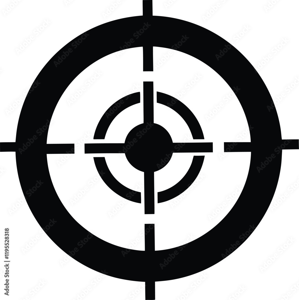 Crosshair gun target pointer icon silhouette, army rifle gun hunting shot pointer vector Crosshair gun target pointer icon silhouette, army rifle gun hunting shot pointer vector