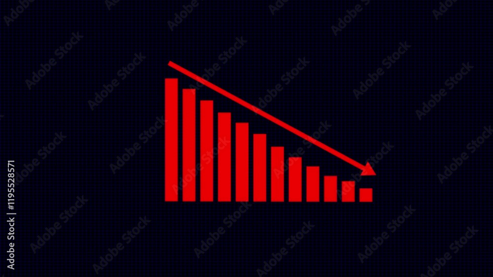 Animated down graph icon designed in flat icon style, business or finance concept icon.