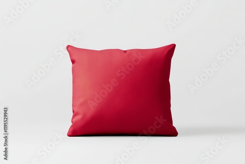 A vibrant red cushion set against a minimalistic background, showcasing its clean lines and soft texture, perfect for home decor.