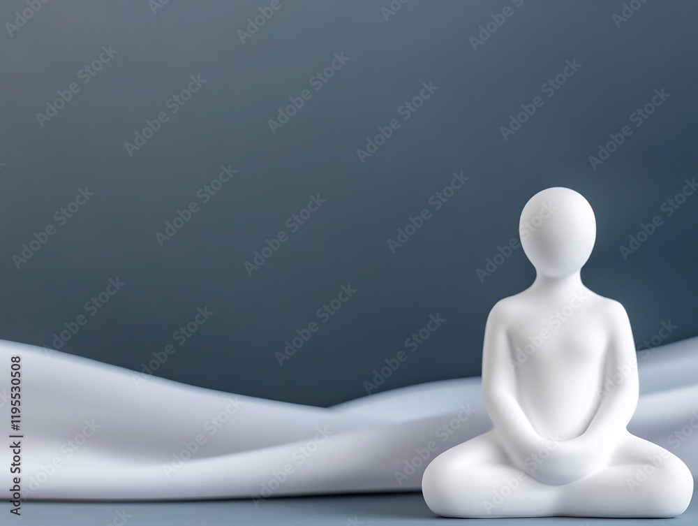 Serene White Figurine Meditates Softly Lit. AI Generated Serene White Figurine Meditates Softly Lit. AI Generated
