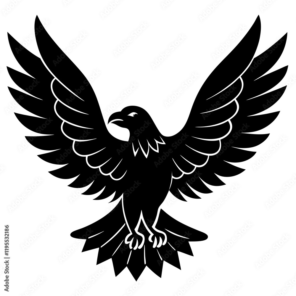Obraz premium American eagle black silhouette vector, Simple silhouette Design vector icon with white background. Wild Animal Vector. Bird Vector.