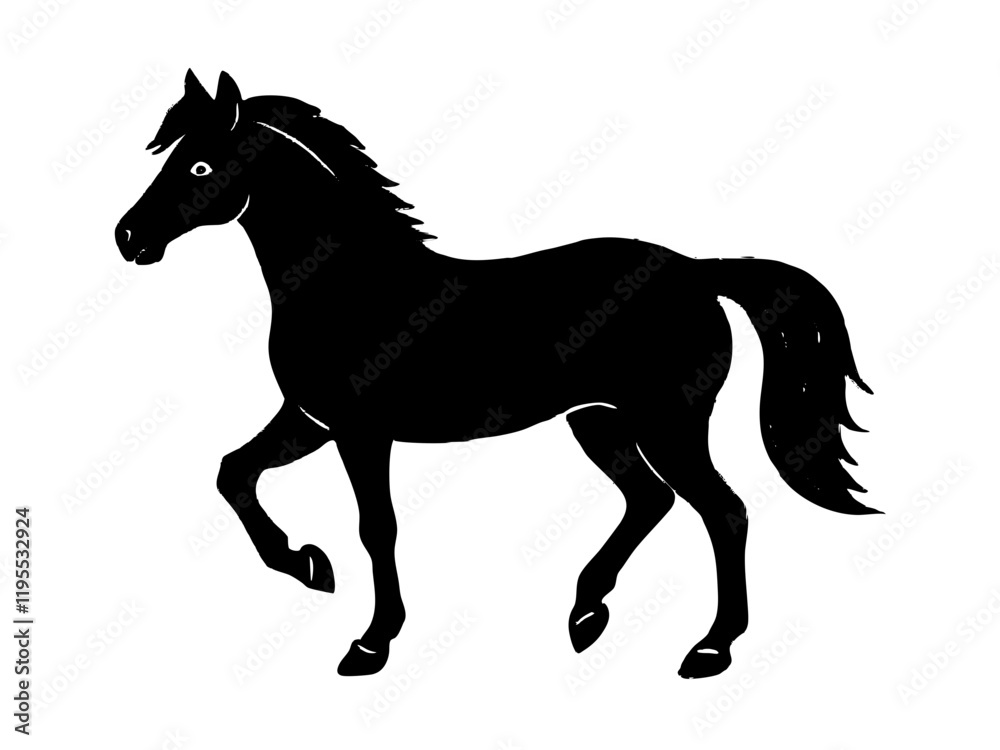 horse black silhouette vector, Simple silhouette Design vector icon with white background. Wild Animal Vector. horse black silhouette vector, Simple silhouette Design vector icon with white background. Wild Animal Vector.