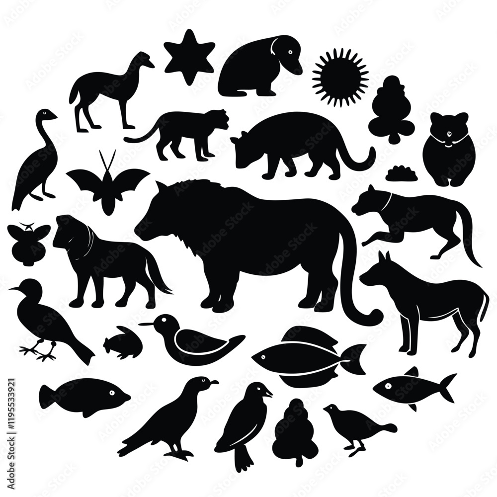 Fototapeta premium Lion, Cow, Birds: Stunning Wildlife Image Collection