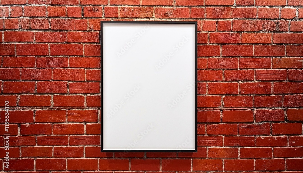 blank canvas frame mockup on red brick wall vintage art gallery style vertical aspect blank canvas frame mockup on red brick wall vintage art gallery style vertical aspect