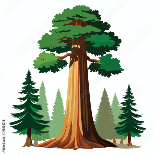 giant sequoia tree isolated on white
