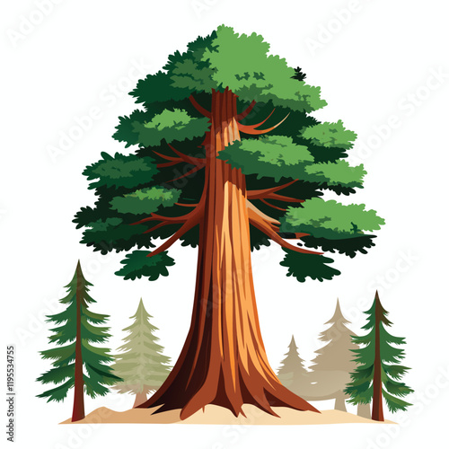 giant sequoia tree isolated on white