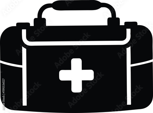 First aid kit bag silhouette,First aid kit bag black vector icon