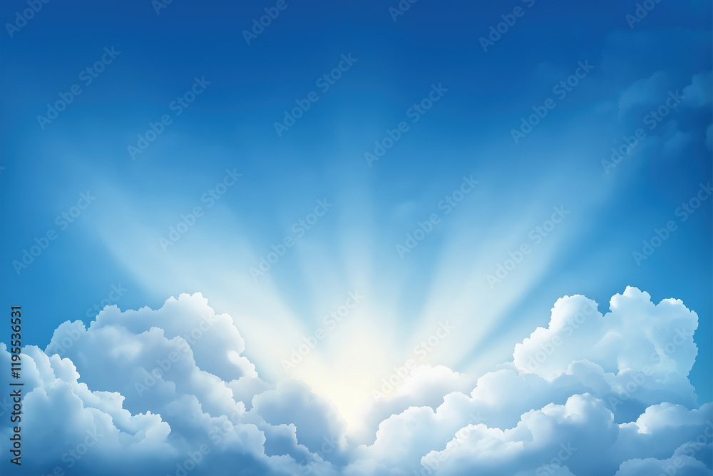 Fototapeta premium Sunlight breaking through clouds on a clear sky during daytime hours