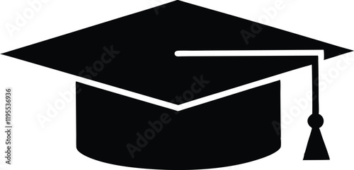 Graduation diploma cap or hat  silhouette,Graduation cap icon black vector