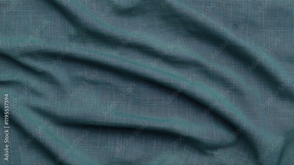 Teal Draped Fabric Texture Background, Close-up Detailed Linen Textile Teal Draped Fabric Texture Background, Close-up Detailed Linen Textile