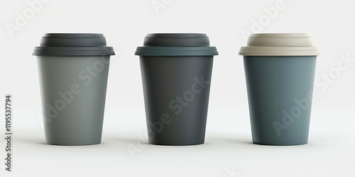 Wallpaper Mural Three stylish coffee cups in varying shades, designed for beverages on the go. Torontodigital.ca