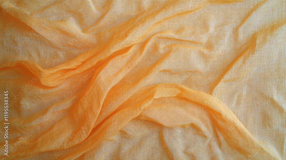 Amber Draped Fabric Texture Background- Soft, Light Orange Gauze Material Amber Draped Fabric Texture Background- Soft, Light Orange Gauze Material