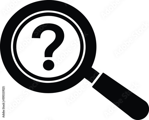 Magnifying glass question mark silhouette,Magnifying glass black vector icon