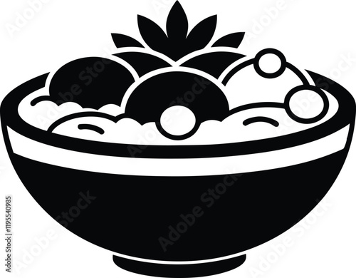 poke bowl food icon silhouettepoke bowl food vector illustration