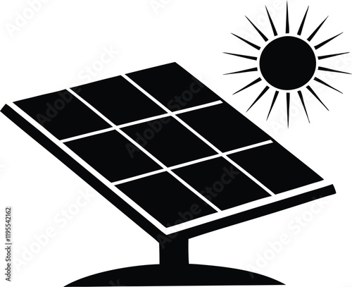 power solar panel energy with sunlight silhouette,power solar panel  icon vector
