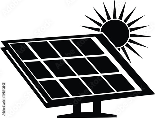 power solar panel energy with sunlight silhouette,power solar panel  icon vector