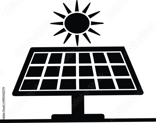 power solar panel energy with sunlight silhouette,power solar panel  icon vector