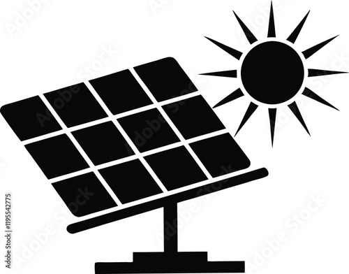 power solar panel energy with sunlight silhouette,power solar panel  icon vector
