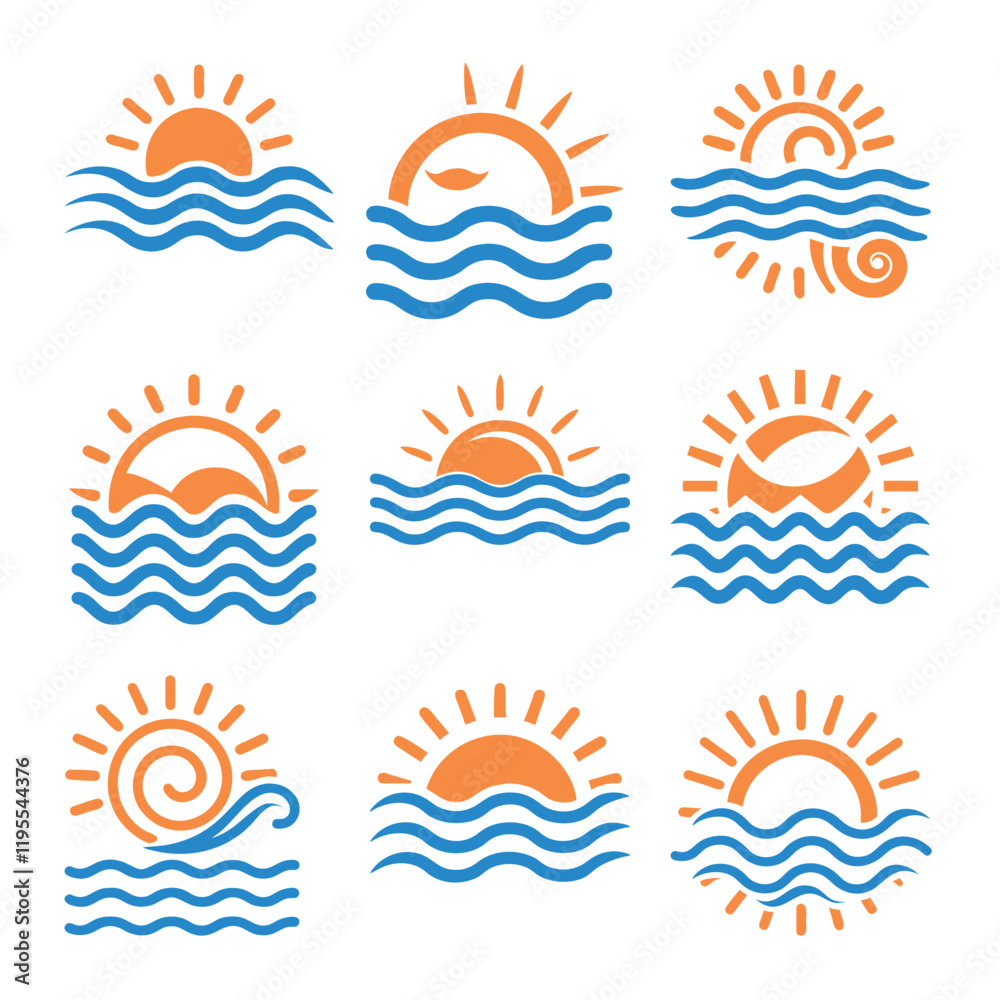 Obraz premium motion sun and wave logo design 