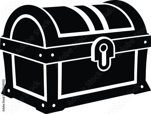 wooden treasure chest silhouette,treasure chest flat vector icon black