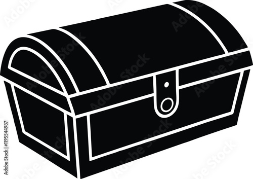 wooden treasure chest silhouette,treasure chest flat vector icon black