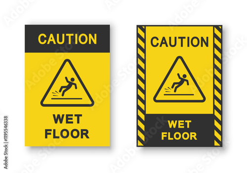 Wet floor sign. Flat vector illustration. White background.