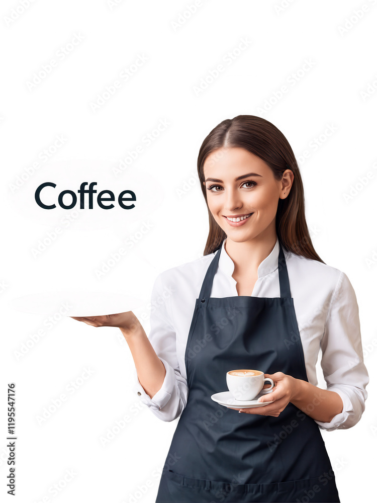 Barista, female, Caucasian, 24 years old, with a bright smile and shoulder-length brown hair, preparing coffee Barista, female, Caucasian, 24 years old, with a bright smile and shoulder-length brown hair, preparing coffee