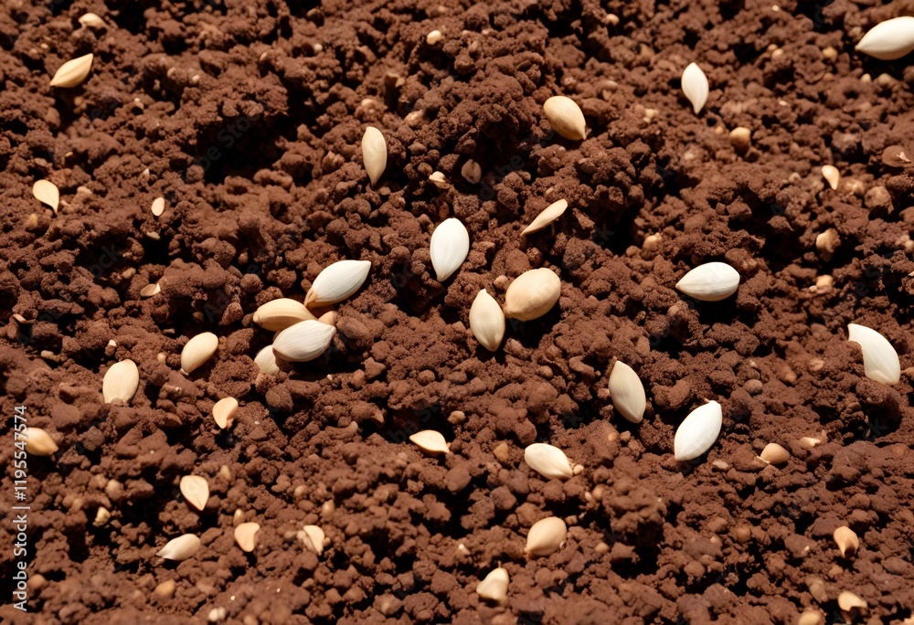 Grain seeds are scattered over the soil, preparing for planting to ensure growth and harvest.
Grain seeds are scattered over the soil, preparing for planting to ensure growth and harvest.