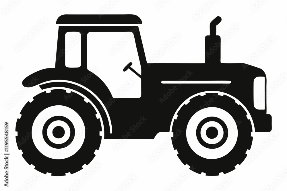 Obraz premium Farm Tractor Silhouette Illustration