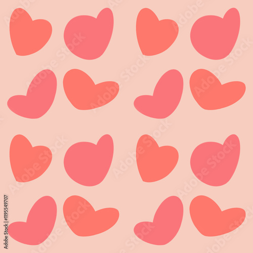 My various hearts on a pink surface, showing love.