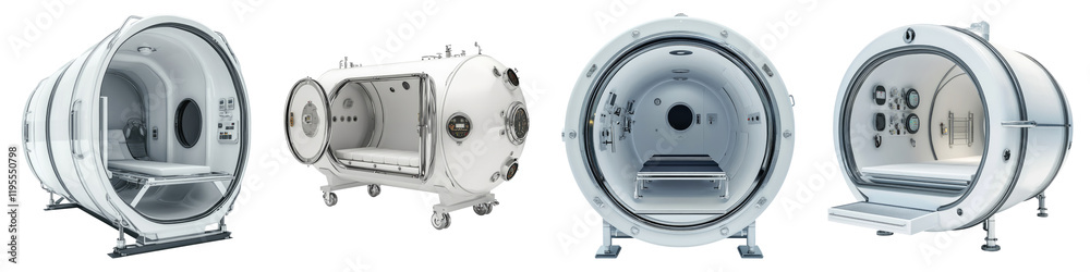 Open hyperbaric chamber isolated on transparent background, Set of Open hyperbaric chamber isolated on transparent background, Set of