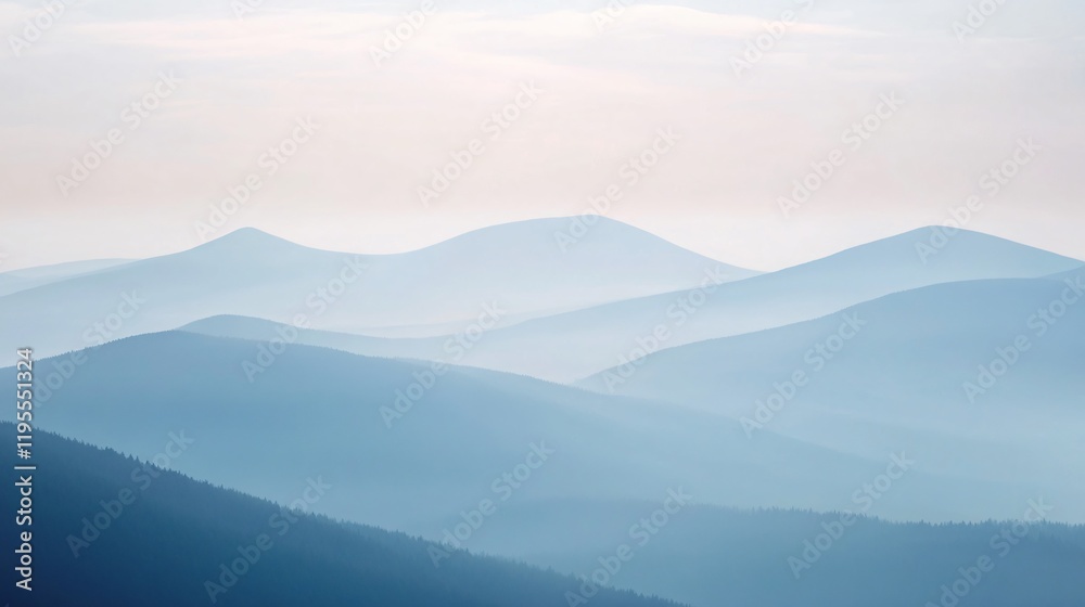Serene Blue Misty Mountains Landscape Photography Serene Blue Misty Mountains Landscape Photography