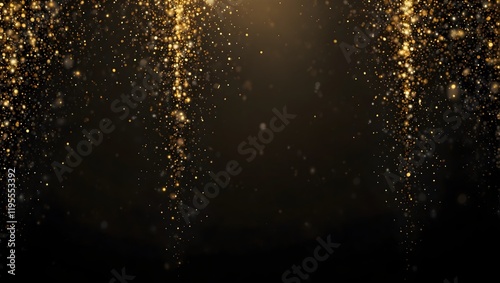 Wallpaper Mural Golden, glittering sparkles fall from above on a black background. Torontodigital.ca